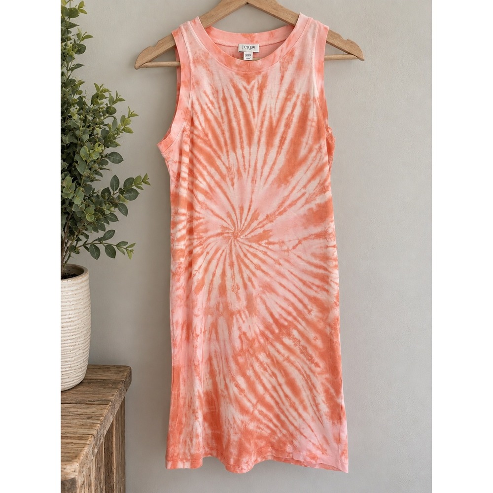 J. Crew Tank Dress Women XXS Pink Tie Dye Sleeveless Cotton